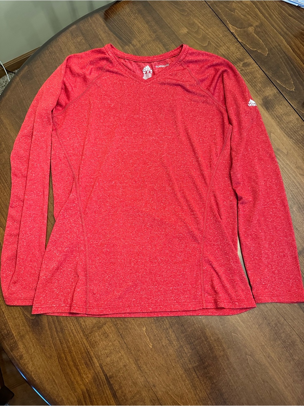 adidas Women's Long Sleeve Red Athletic Tee